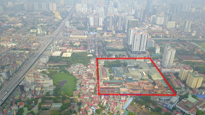 Khu đất Công ty Rạng Đông (khoanh đỏ) được quy hoạch xây dựng cao đến 50 tầng Ảnh Lê Quân